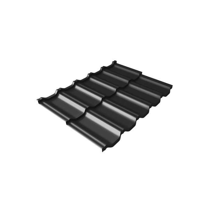 Металлочерепица Grand Line Kvinta Uno 0,5 PurPro Matt RAL 9005 Черный | c 3D резом