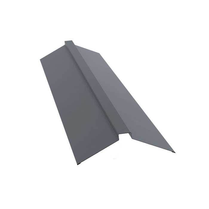 Планка конька плоского Grand Line 115х30х115 0,5 Satin RAL 9006