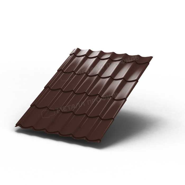 Металлочерепица Металл-Профиль Монтеррей 0,45 Полиэстер в пленке RAL 8017 Коричневый шоколад