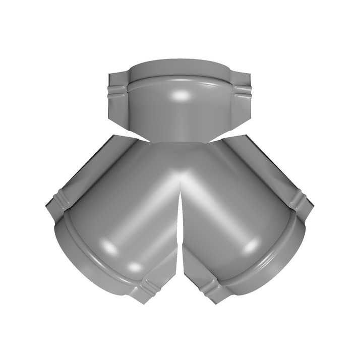 Тройник Y конька полукруглого Satin с пленкой RAL 9006 бело-алюминиевый