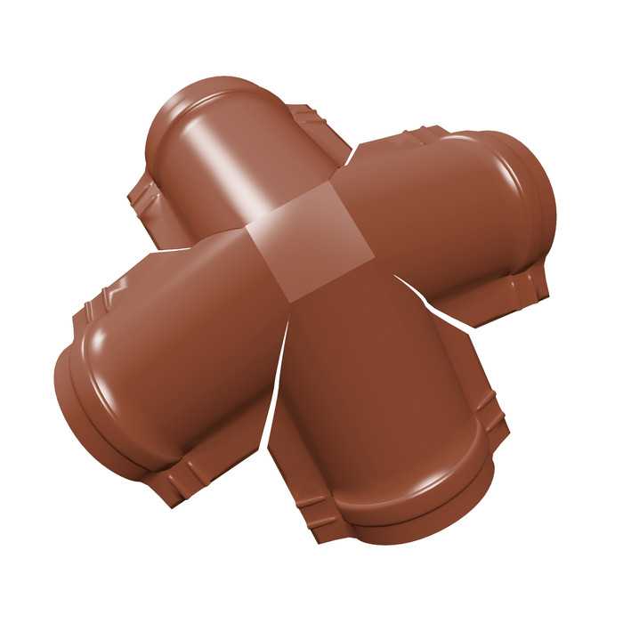 Четверник конька малого полукруглого PurLite Мatt с пленкой RAL 8004 терракота